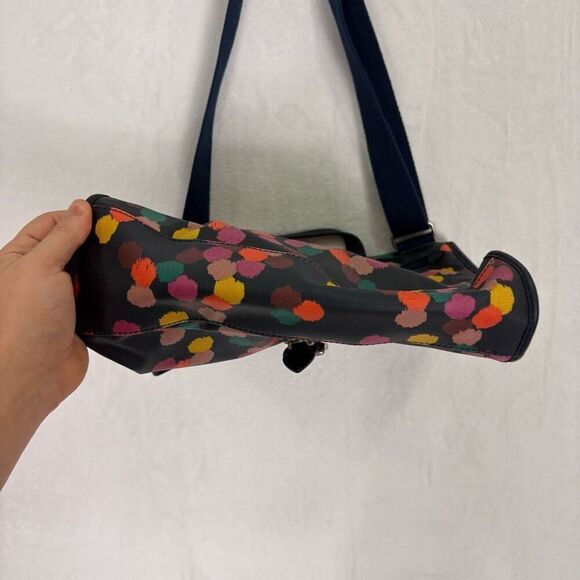 Fossil Navy with Colorful Dot Print Coated Canvas Messenger Bag - Picture 11 of 13
